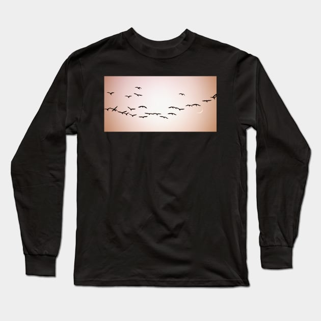 Flight ~ at the rising of the new moon... Long Sleeve T-Shirt by LaurieMinor